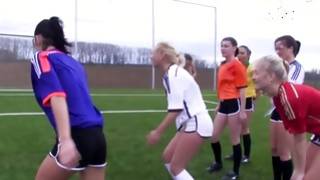 Perfect little lesbian whores play on a field