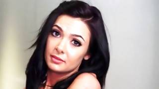 Brown-haired gorgeous bitch looks like porn model